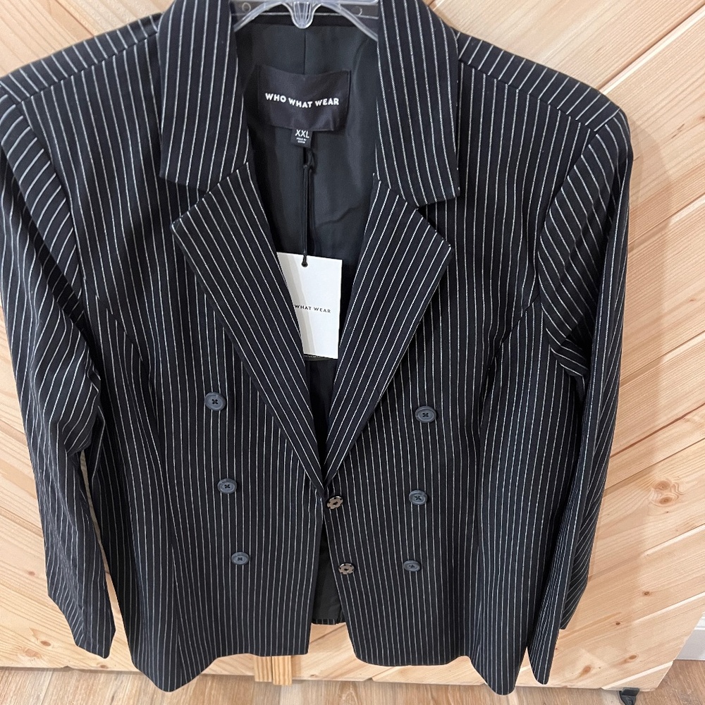 Who what where ~ Target black and white pinstripe blazer NWT XXL